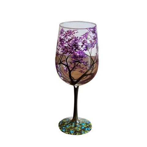 Four Seasons Tree Design Wine Glass Set