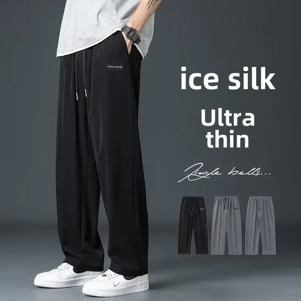 Fit Ice Silk-byxor för män trendiga och mångsidiga fritidskläder