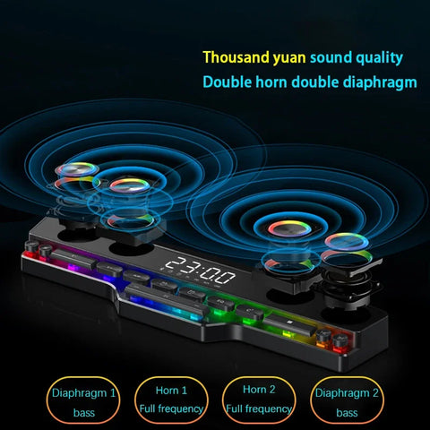 RGB-belysning Trådlös Bluetooth-högtalare HiFi 3D Stereo Subwoofer 4000mAh