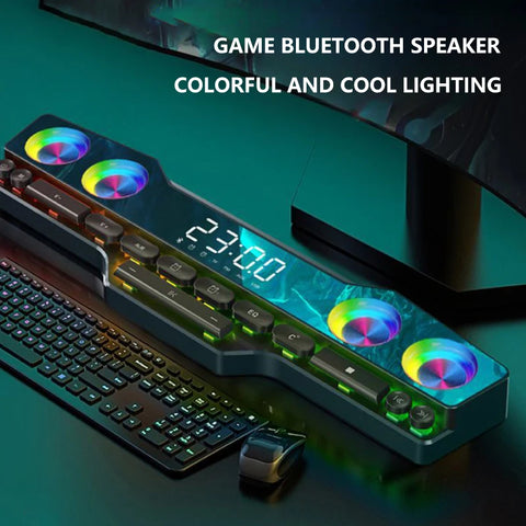 RGB-belysning Trådlös Bluetooth-högtalare HiFi 3D Stereo Subwoofer 4000mAh