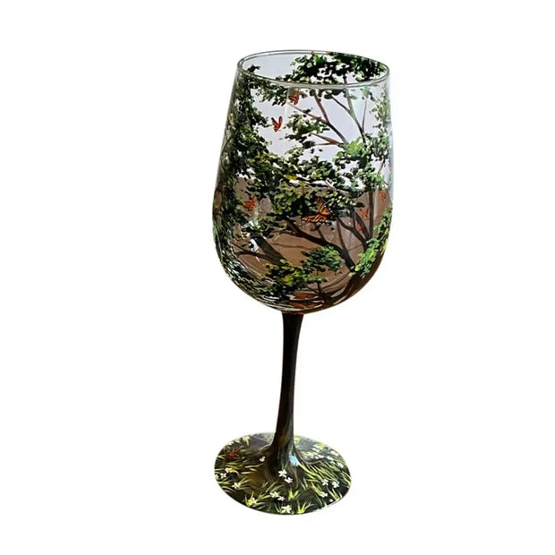 Four Seasons Tree Design Wine Glass Set