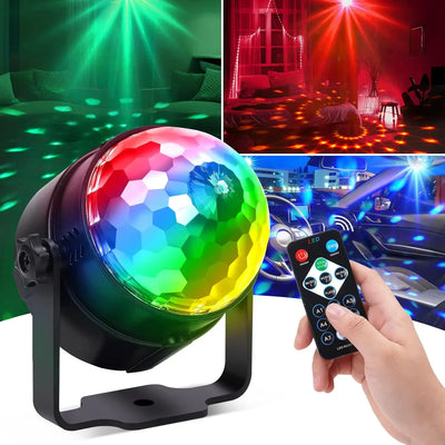 RGB LED Roterande Disco Ball - Ljudkontrollerad festlampa med fjärrkontroll